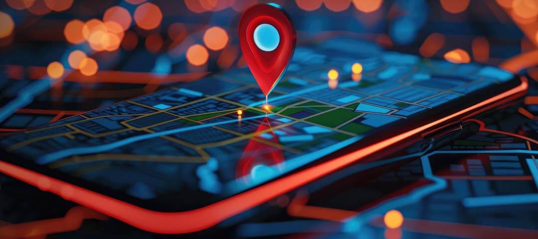 Expand your reach with Roseville geofencing marketing agency for precise targeting and brand building. Smartphone map with a glowing location pin, showcasing geofencing to deliver targeted ads for maximum engagement and impact.