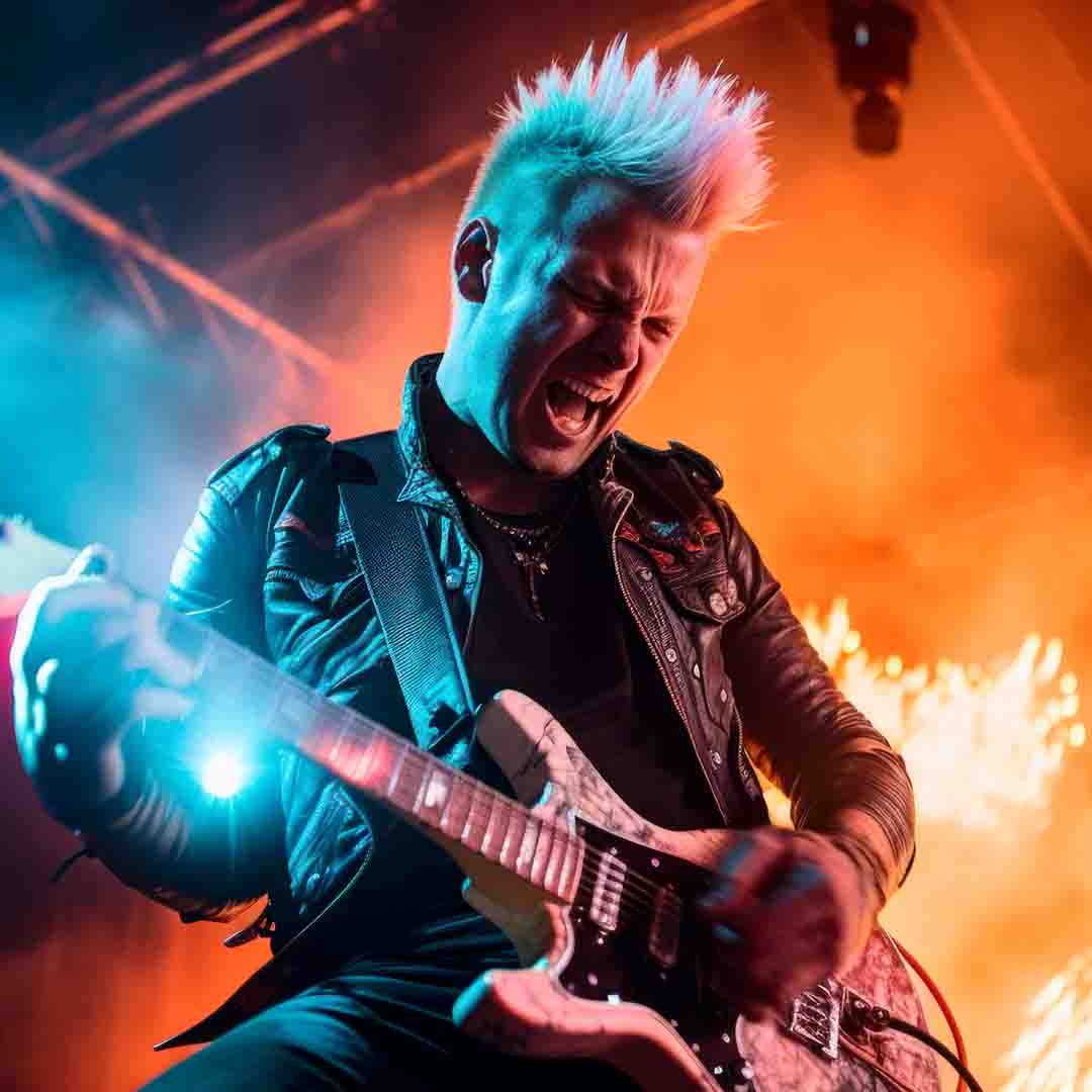 Marketing research that rocks ROI with market segmentation and strategy Electric guitarist on stage symbolizing how marketing research agencies crush goals in Roseville and Sacramento with bold insights